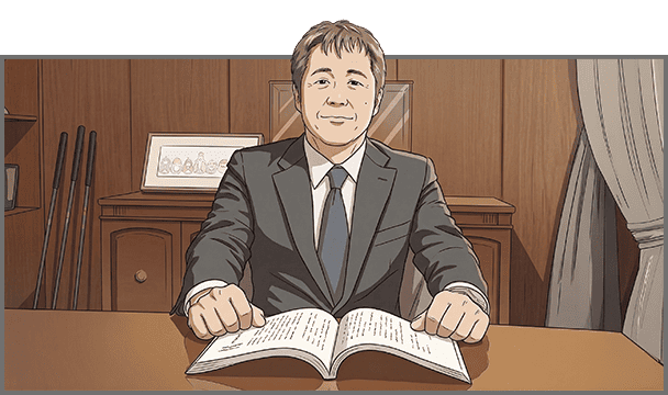 イメージ：デスクに座る田渕社長