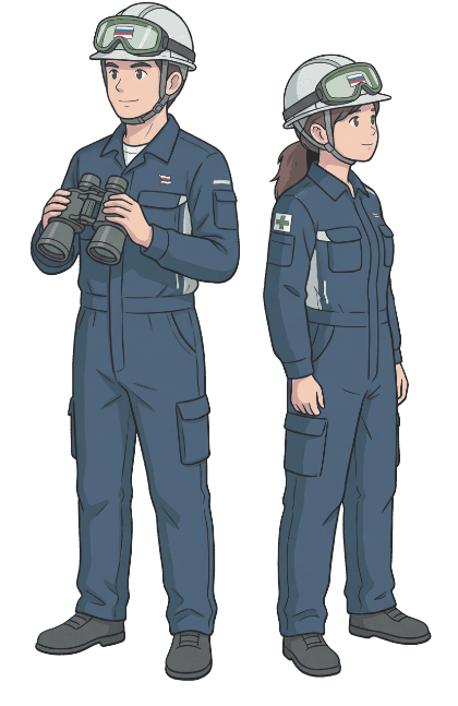 イメージ：海上勤務の社員（男女）